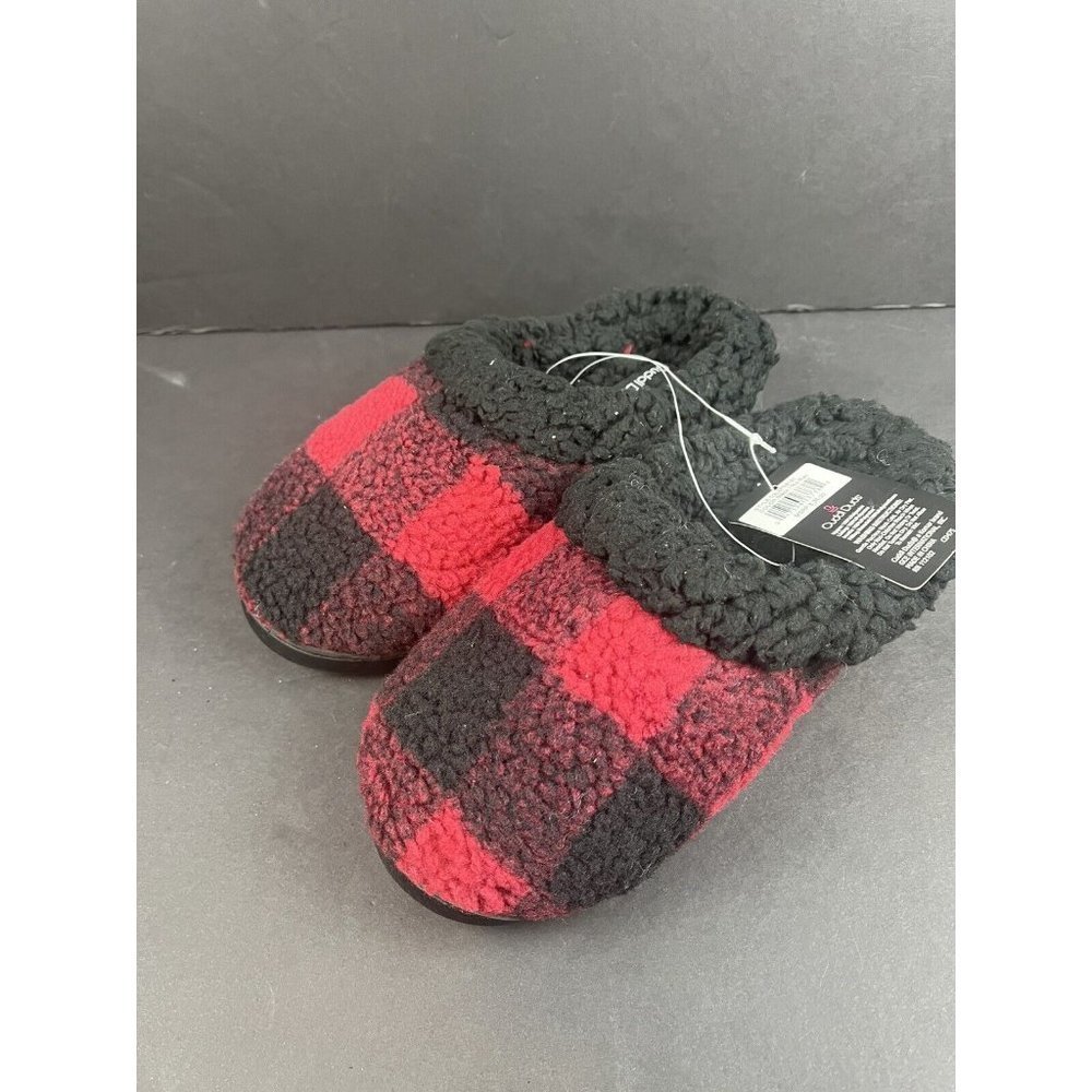 Cuddl Duds Slipper Red Plaid‎ Comfort Foam Womens Size Small (5-6) NWT
